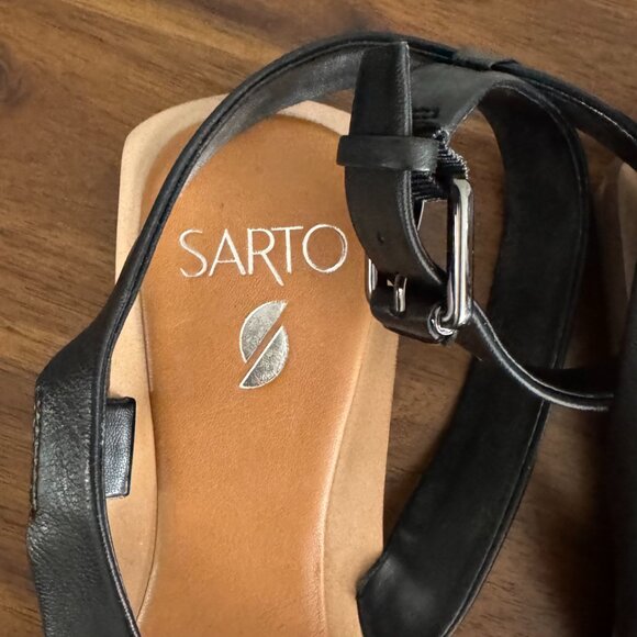 SARTO by Franco Sarto - Emma Leather Ankle Strap Sandals in Black - Picture 5 of 10